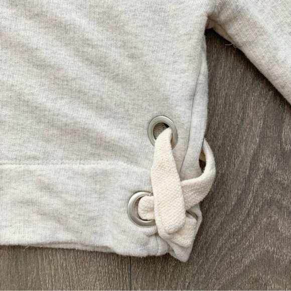 KENDALL & KYLIE Hoodie Sweatshirt Hoody Bell Sleeve Cropped Pullover Oatmeal - Picture 9 of 16